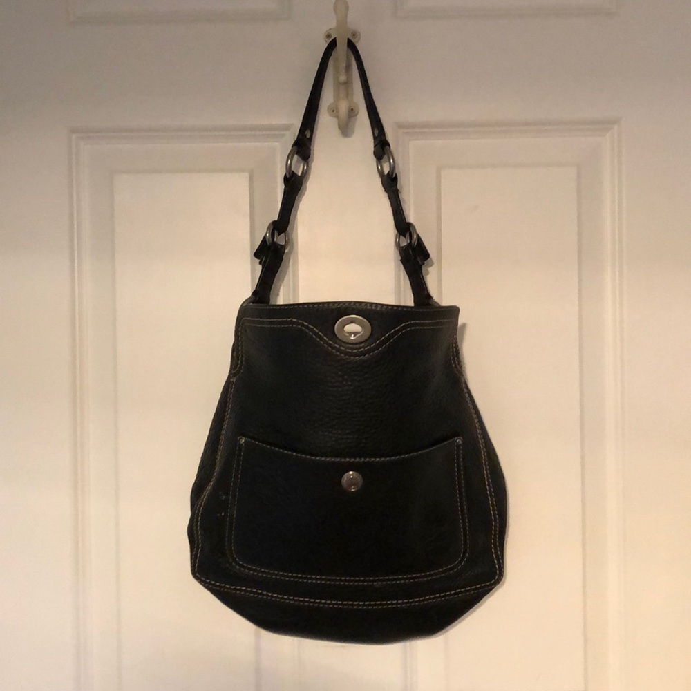 Black leather coach bag